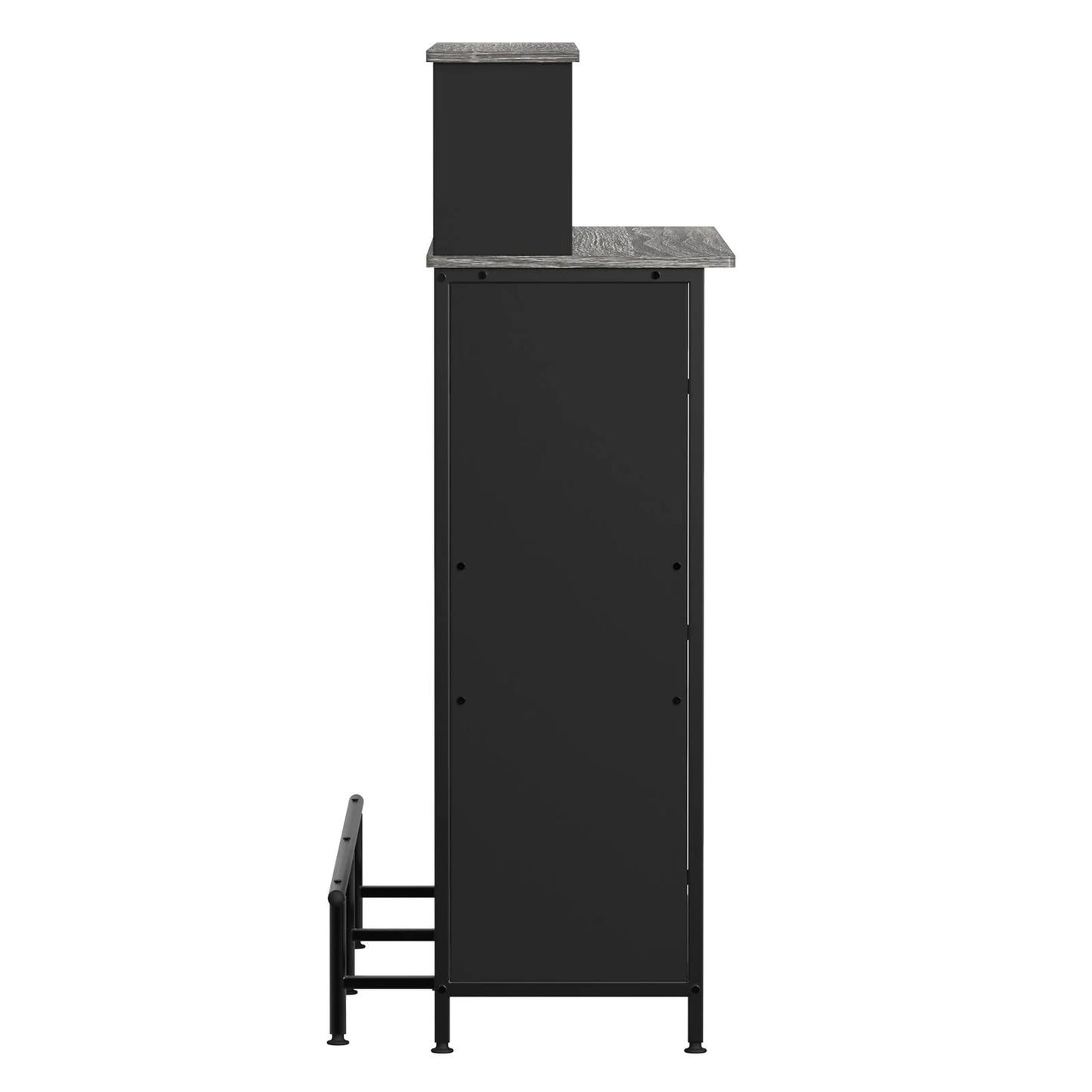 Stylish GDLF Mini Home Bar Cabinet with Storage & Footrest in Wood Gray