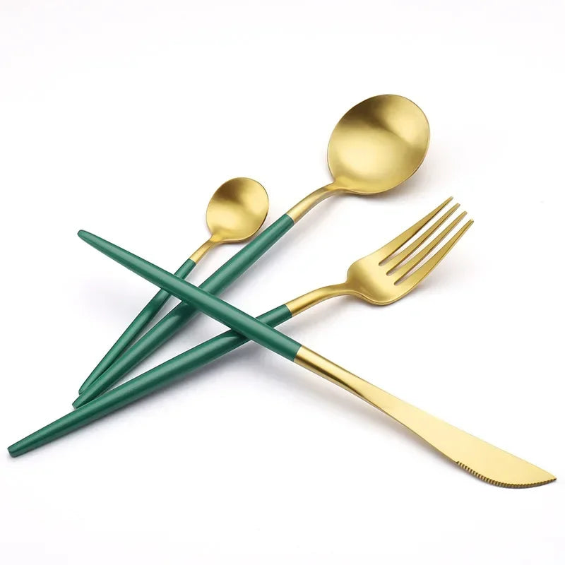 Gilt Rim Green Ceramic Plate Steak Food Plates Bowls Ins Dinner Dish Luxurious Porcelain Dinnerware Set for Family Hotel