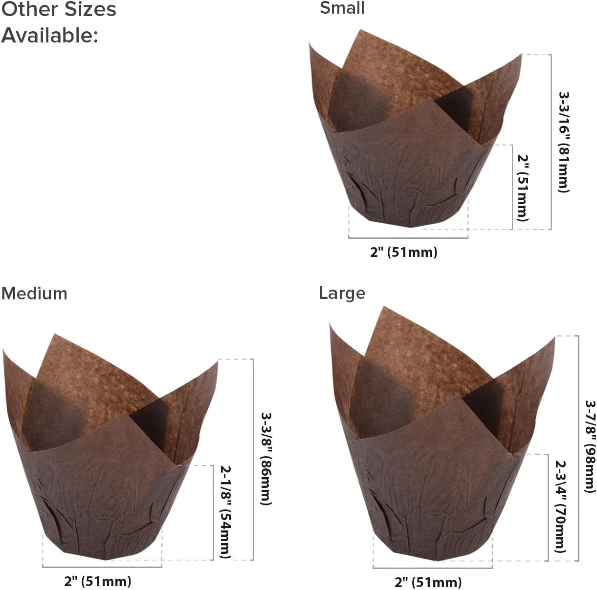 Royal Brown Tulip Baking Cups, Small Size, Case of 2000