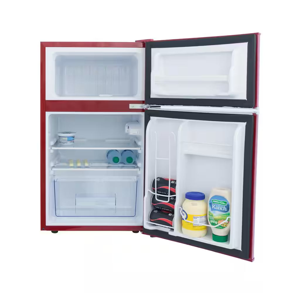 Retro 3.2 Cu. Ft. Two-Door Mini Refrigerator in Red