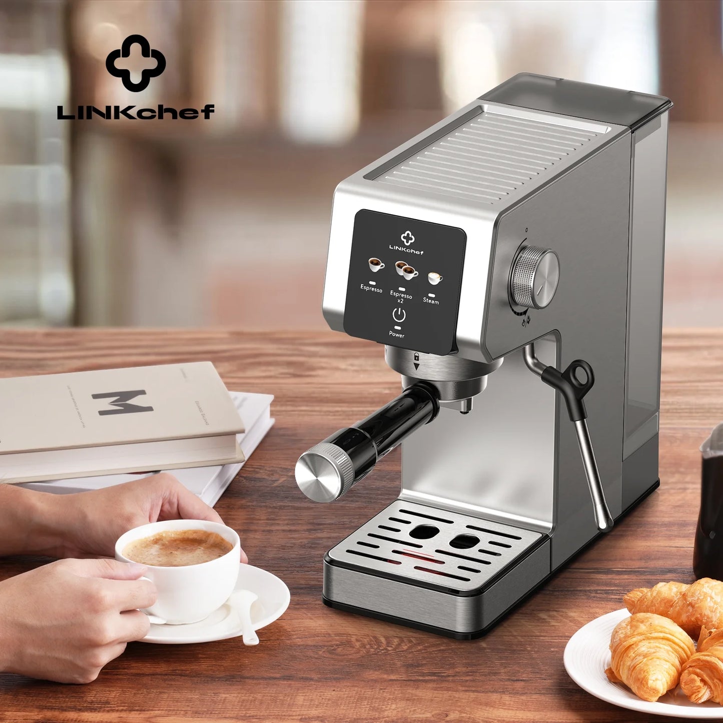 Linkchef Espresso Machine 20 Bar, Professional Espresso Maker with Milk Frother Steam Wand