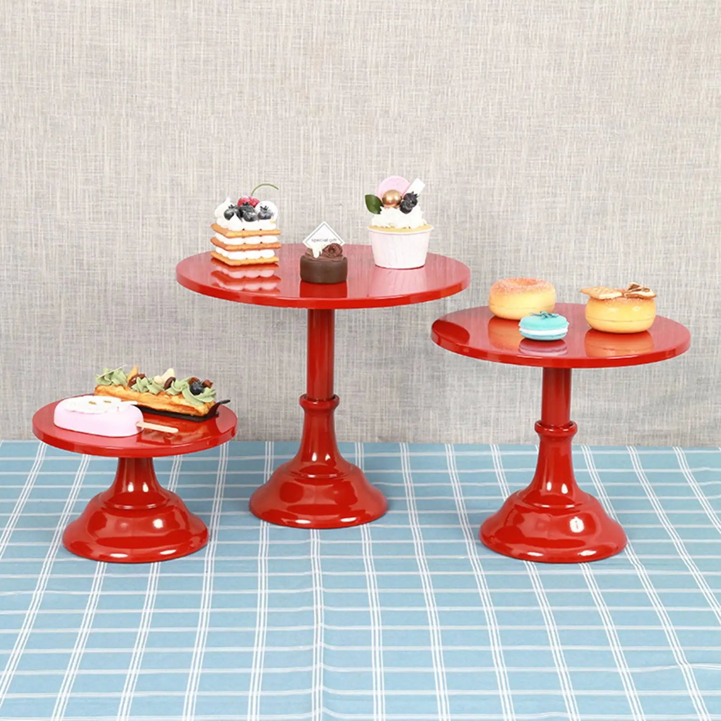 Metal Iron Cake Stand Round Pedestal Dessert Holder Cupcake Display Rack Bakeware for Birthday Wedding Party (Yellow M)