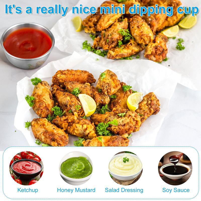 12 Counts Mini Sauce Dipping Bowl 304 Stainless Steel Dipping Cups round Sauce Dishes 45/55Ml Reusable Seasoning Cups Dipping Cups Multipurpose Sauce Cups for Home Party Restaurants