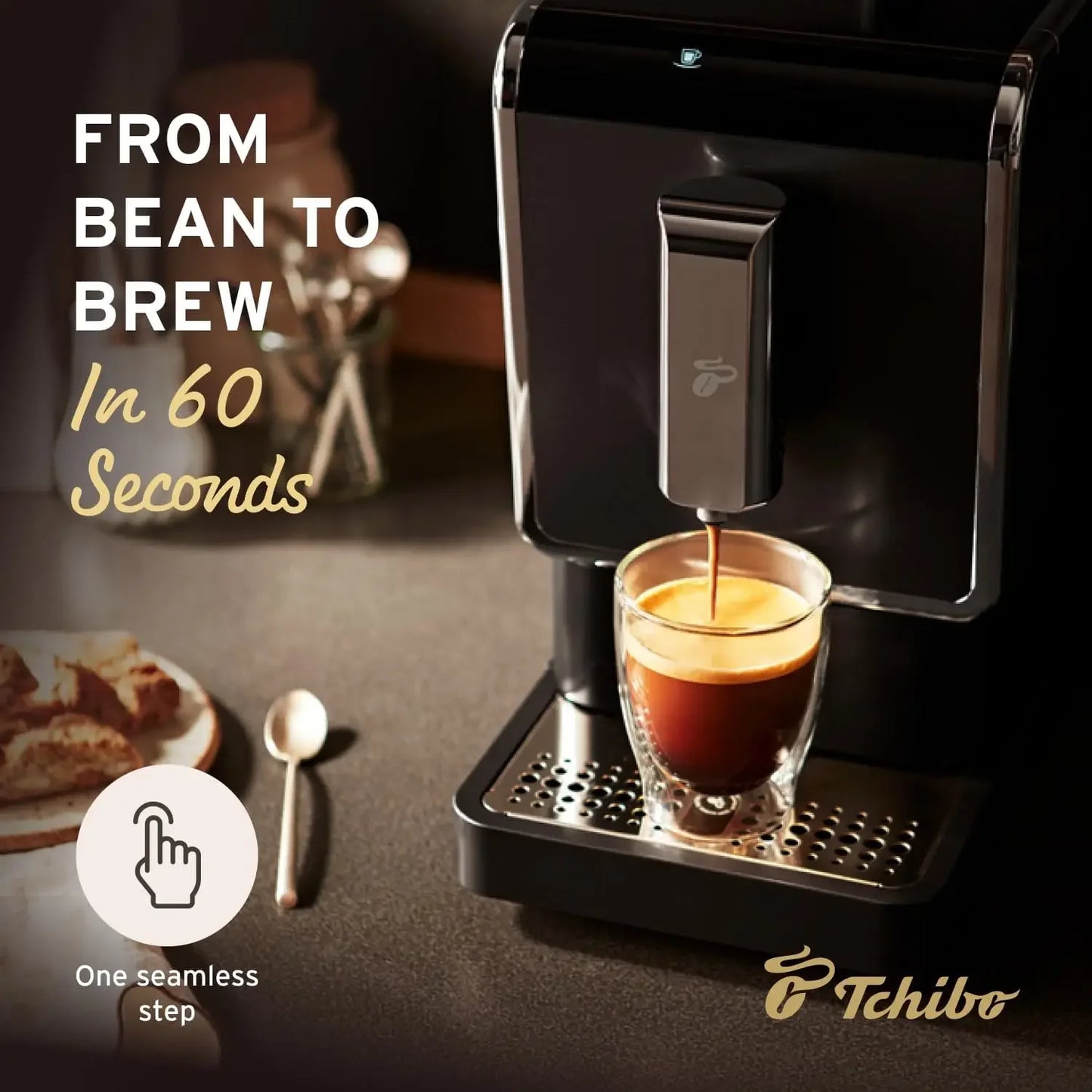 home.Automatic Espresso & Coffee Machine Bundle with Built-in Grinder, Comes With 2 x 17.6 oz. Bags of Whole Bean Coffee, Black