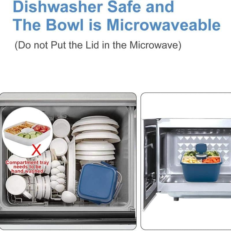 Household Essentials Portable 2 Layer Compartment Lunch Box with Fork, All-In-One Lunch Containers with 3 Compartments & Sauce Container, Lunch Storage Container, Kitchen Accessories, Kitchen Gadgets, Summer for Gift