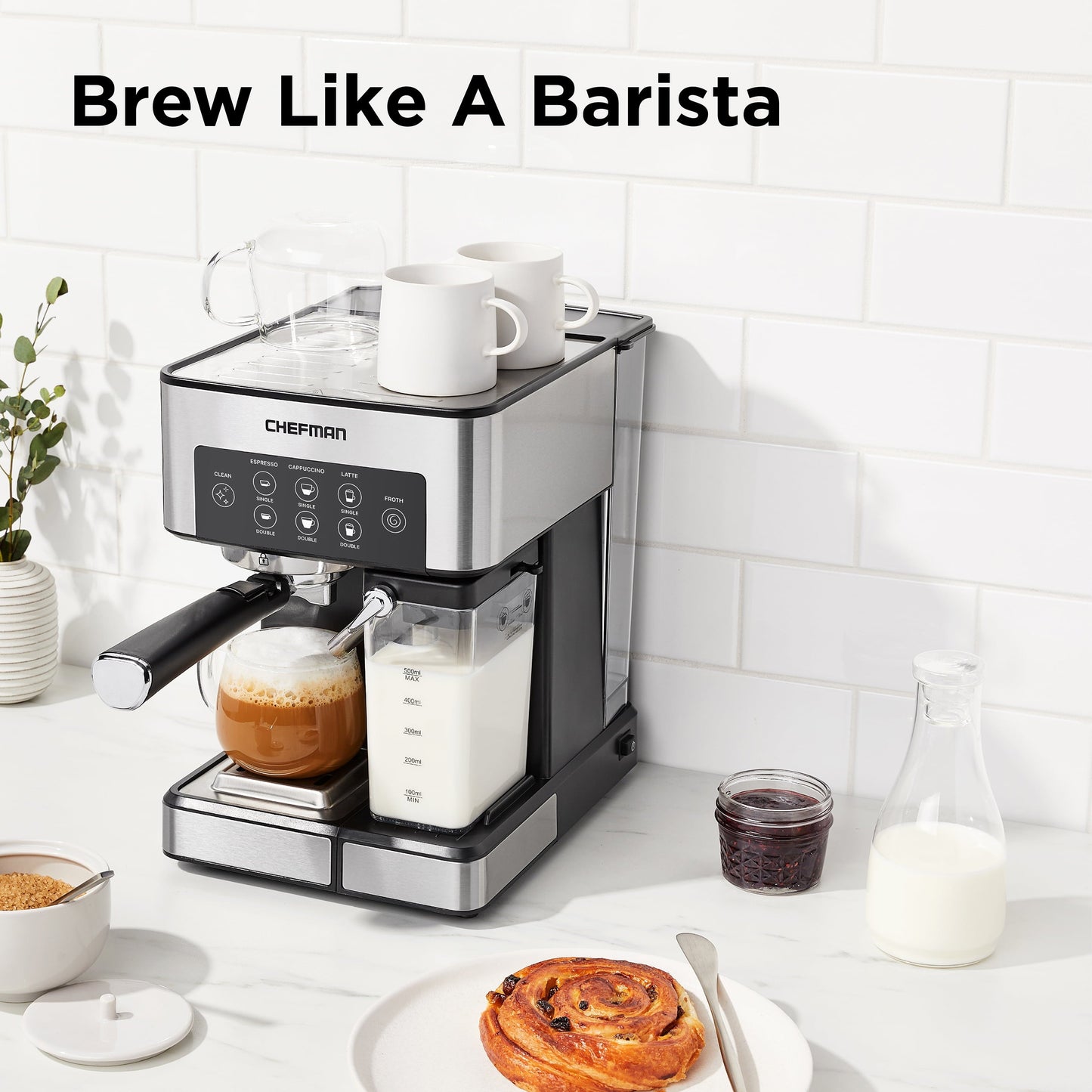 Chefman 1.8L Barista Pro Espresso Machine in Stainless Steel