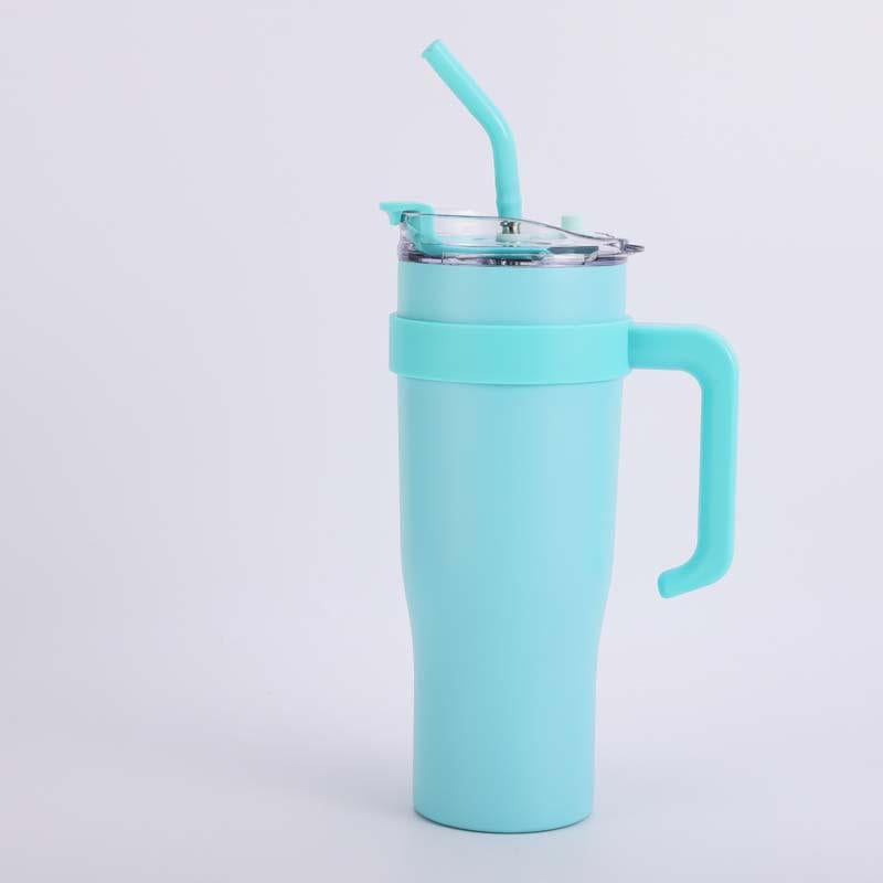 40 Oz Tumbler with Handle Straw Lid Insulated Vacuum Stainless Steel Travel Tapered Mug Gift Coffee Cup Holder Friendly Keep Cold or Hot Sweat Proof Resuable, Ice Cream Drinkware Flask