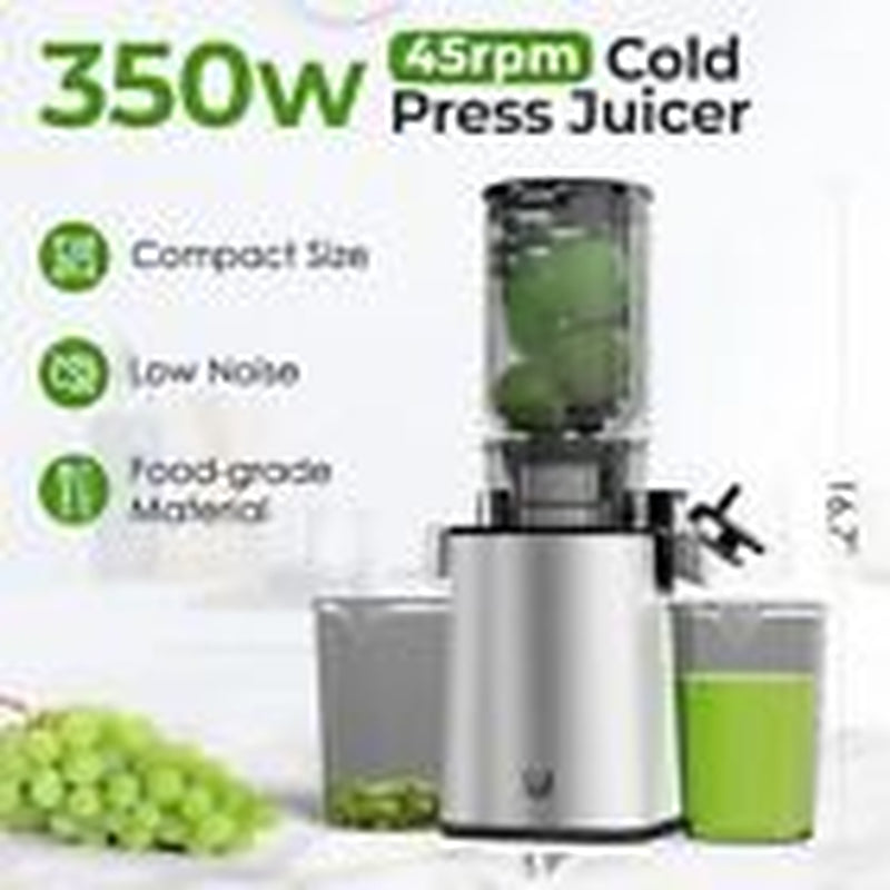 Masticating Juicer Machines, 350W Slow Cold Press Juicer with Stainless Steel