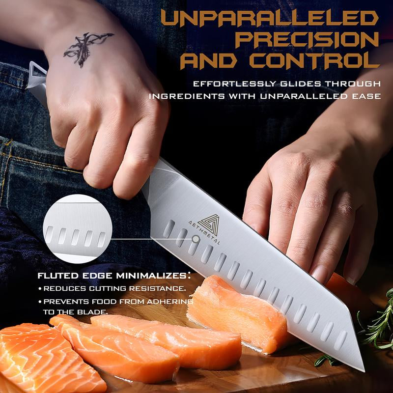 AETHMETAL 7" Santoku Knife: Elevate Your Culinary Skills with Precision Slicing and Chopping