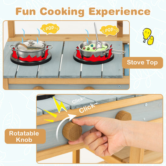 Costway Outdoor Kids Mud Kitchen with Faucet and Water Box