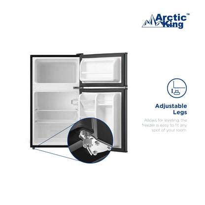 Arctic King 3.2 Cu Ft Two Door Mini Fridge with Freezer, Stainless Steel, E-Star