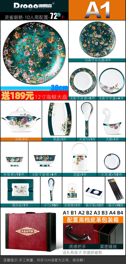 Fine China Home Dinnerware Sets Christmas Gift Women Luxury Kitchen Dinnerware Plates Guests Vajilla De Platos Dishes Set