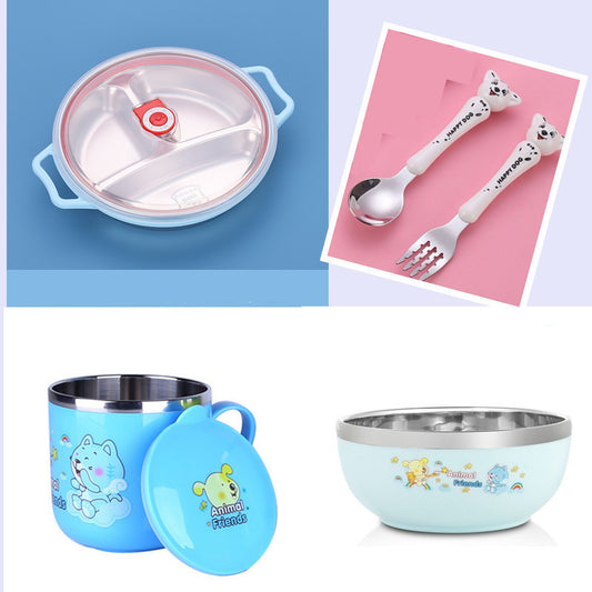 style: 23Style - Thicken And Deepen Grid Plate Kindergarten Tableware Chinese Style