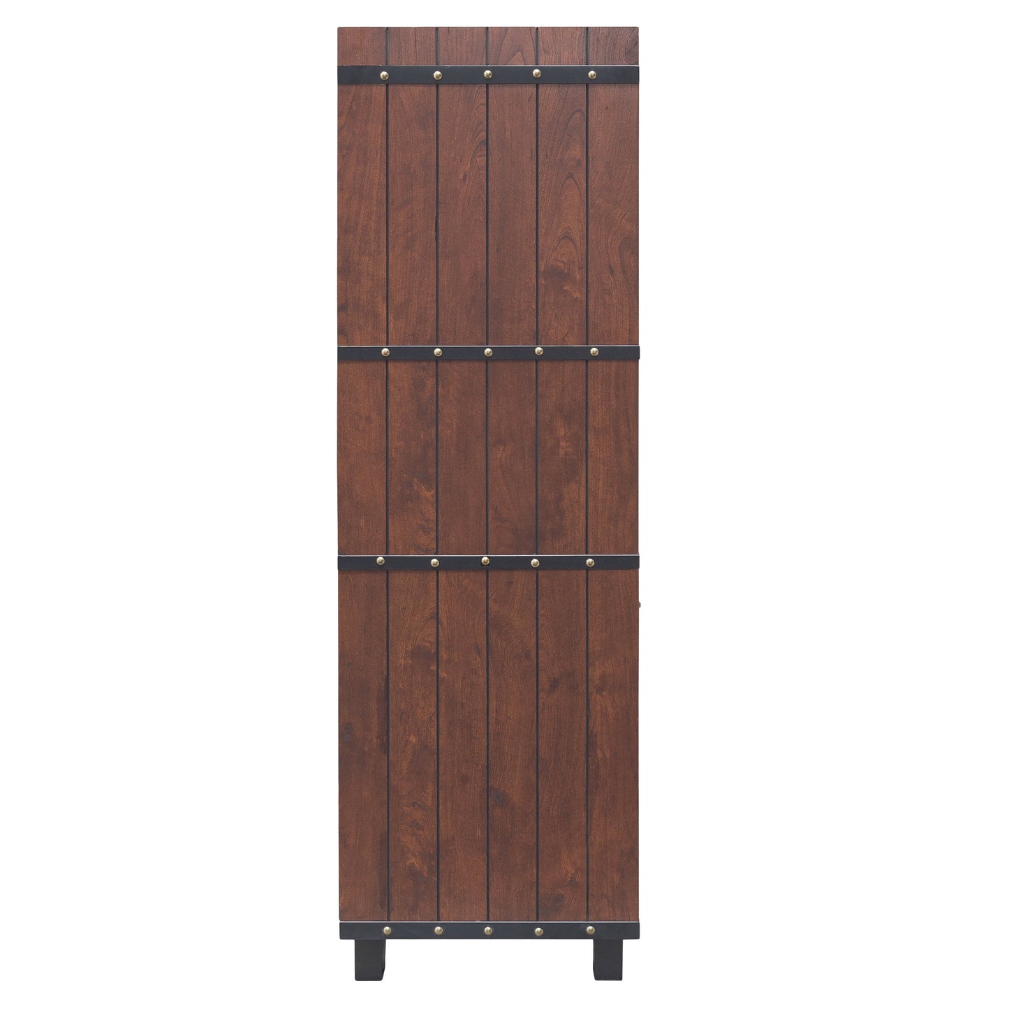 Furniture of America Keya Farmhouse 6-Shelf Wine Cabinet Buffet Vintage Walnut Walnut Finish, Wood Finish