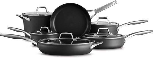 Calphalon 11-Piece Nonstick Cookware Set with Stay-Cool Handles, Dishwasher and Metal Utensil Safe, Black