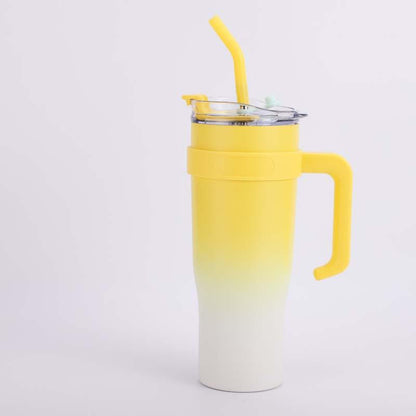 40 Oz Tumbler with Handle Straw Lid Insulated Vacuum Stainless Steel Travel Tapered Mug Gift Coffee Cup Holder Friendly Keep Cold or Hot Sweat Proof Resuable, Ice Cream Drinkware Flask