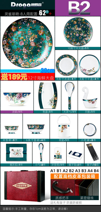 Fine China Home Dinnerware Sets Christmas Gift Women Luxury Kitchen Dinnerware Plates Guests Vajilla De Platos Dishes Set