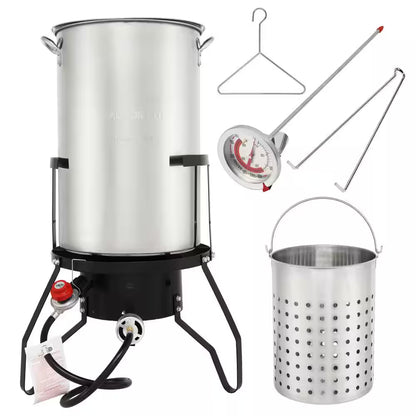 2-Piece Set 50 Qt. Aluminum Turkey Fryer