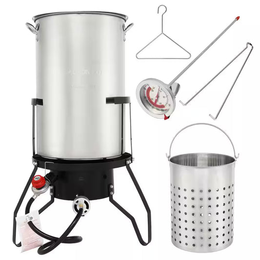 2-Piece Set 50 Qt. Aluminum Turkey Fryer
