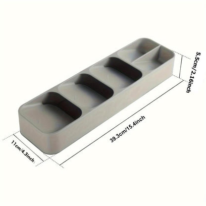 Multi Grid Cutlery Divider Organizer, 1 Count Multifunctional Knife and Fork Compartment Storage Box, Drawer Storage Tray for Kitchen, Summer Kitchen Accessories, Summer for Gift, Kitchen Gadgets