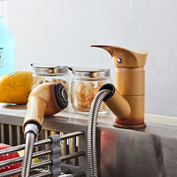 Kitchen Pull Out Cool Painted Finish Flexible Hot and Cold Mixer Taps Deck Mount Swivel