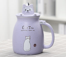 Color: Purple - Cute ceramic large capacity mug