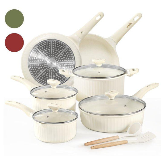 CAROTE 12-Piece Nonstick Cookware Set - Healthy, PFOS & PFOA Free for All Your Culinary Needs