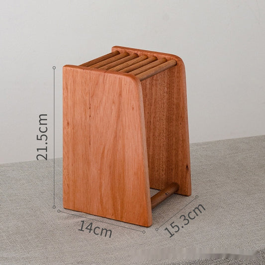 Specifications: Red Cherry Wood Beveled Style - Multi-functional Household Kitchen Knife Rack