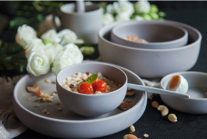 Color: Matte Gray, Style: I - Mode European simple ceramic tableware bowl dish of new bone Western-style food dishes creative kitchen utensils