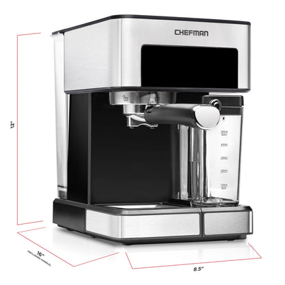 Chefman 1.8L Barista Pro Espresso Machine in Stainless Steel