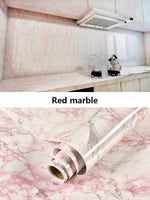Color: Red marble, Size: 200x60cm - Artificial Marble Self-adhesive  Sticker