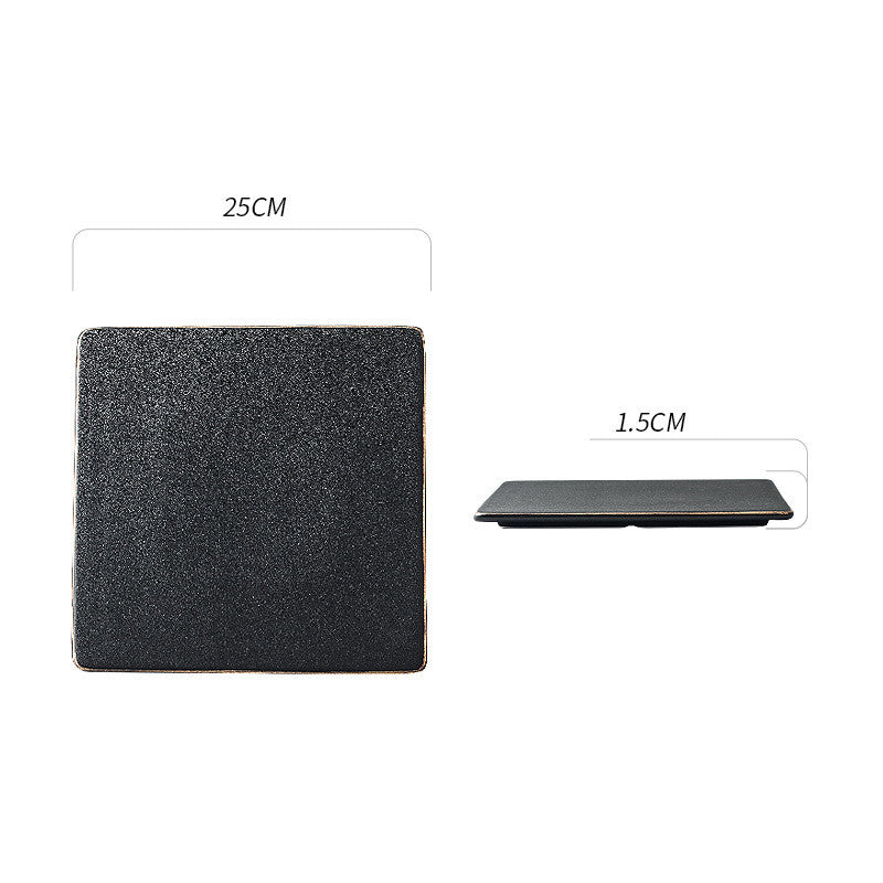 style: C - Flat Plate Sushi Flat Simple Steak Dinner Plate Plate Home Black
