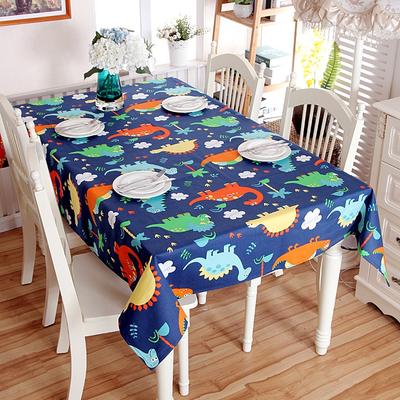Color: Blue, Size: 140x200CM - Cotton thickening tablecloth personality cartoon dinosaur children's room cover towel active tea table cloth table cloth one generation