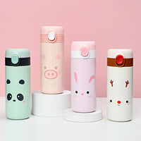 Color: green, capacity: 400ML - Cartoon Doudou Expression Bouncing Cover Stainless Steel Vacuum Mug