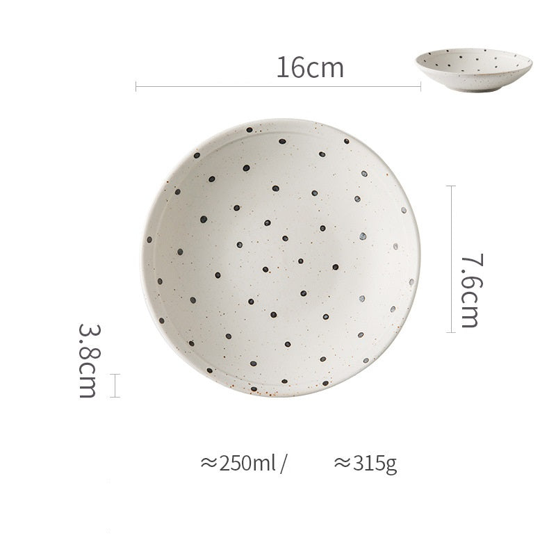 Color: Dots, style:  shallow dish - Household Ceramic Dishes Set Tableware
