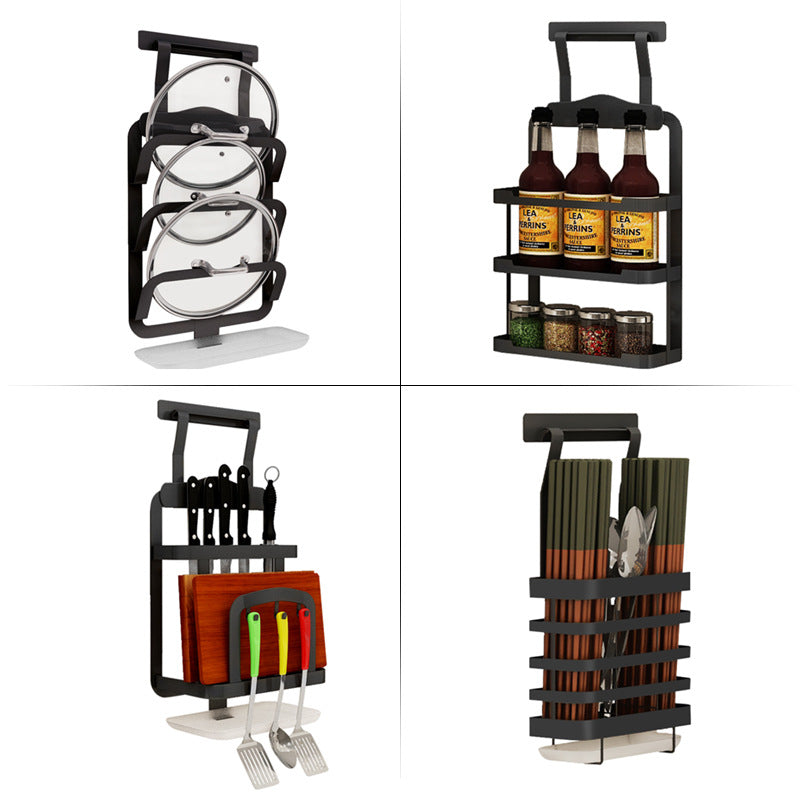 style: A - Stainless Steel Wall Hanging Free Punching Rack Knife Rack Cutting Board Rack Black Storage Rack