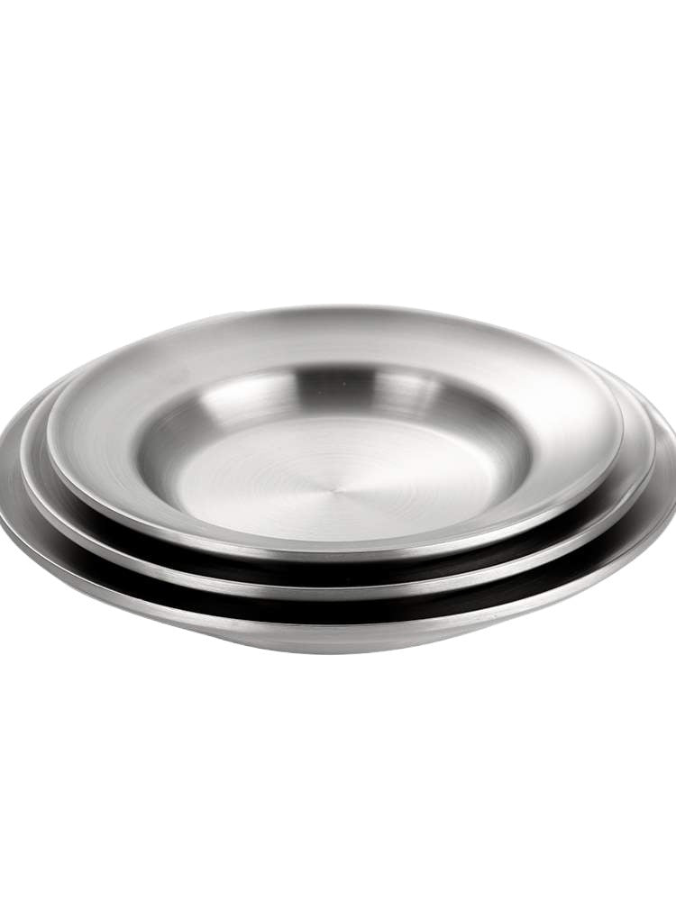Color: A4 - Stainless Steel Plate Household Round Dinner Plate Dinner Plate