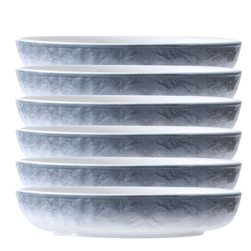 Color: Deep plate 6 pack - Tableware Bowl Household Combination Simple Personality Creative Single Soup Bowl Rice Bowl Dinner Plate Fish Plate Flavored Plate Soup Spoon