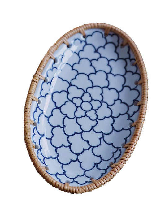 Color: Cloud models - VietRattan Woven Rattan Porcelain Combination Storage Rray