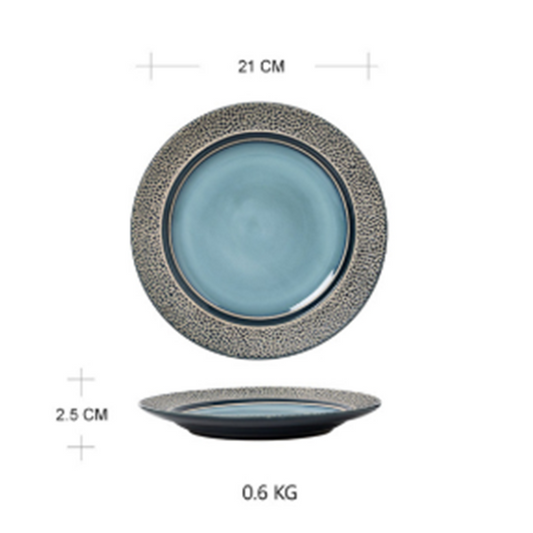 Style: C - Ceramic Plate Dish | Microwave Oven Tableware | American Style | Round Shape | Adult | Porcelain Bowl