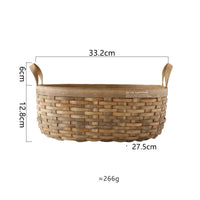 Size: large - Hand-woven Old Carbonized Wood Chip Handle Storage Basket