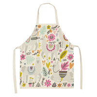 style: WQL0149 5, Size: 68x55 - Cartoon Cute Forest Alpaca Series Cotton And Linen Apron Support Customized Pictures