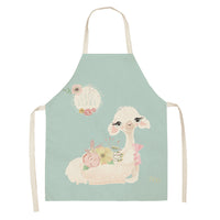 style: WQL0149 11, Size: 47x38 - Cartoon Cute Forest Alpaca Series Cotton And Linen Apron Support Customized Pictures