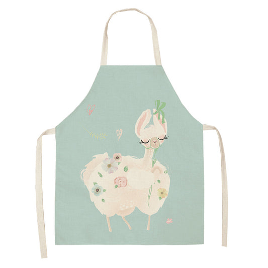style: WQL0149 12, Size: 47x38 - Cartoon Cute Forest Alpaca Series Cotton And Linen Apron Support Customized Pictures