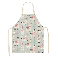 style: WQL0149 16, Size: 47x38 - Cartoon Cute Forest Alpaca Series Cotton And Linen Apron Support Customized Pictures