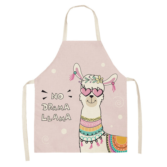 style: WQL0149 18, Size: 47x38 - Cartoon Cute Forest Alpaca Series Cotton And Linen Apron Support Customized Pictures
