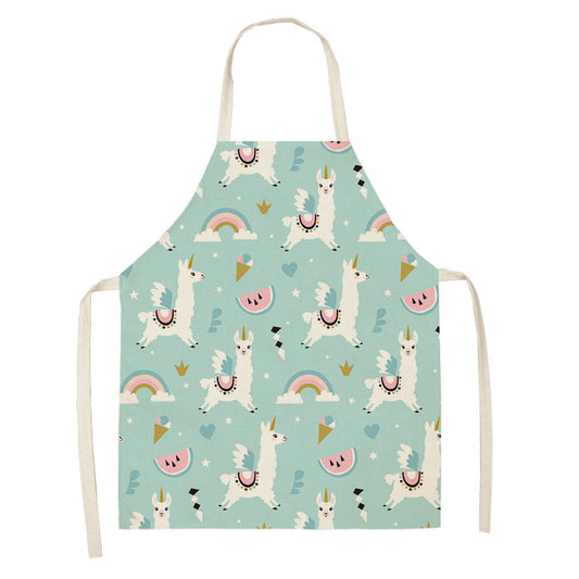 style: WQL0149 22, Size: 68x55 - Cartoon Cute Forest Alpaca Series Cotton And Linen Apron Support Customized Pictures