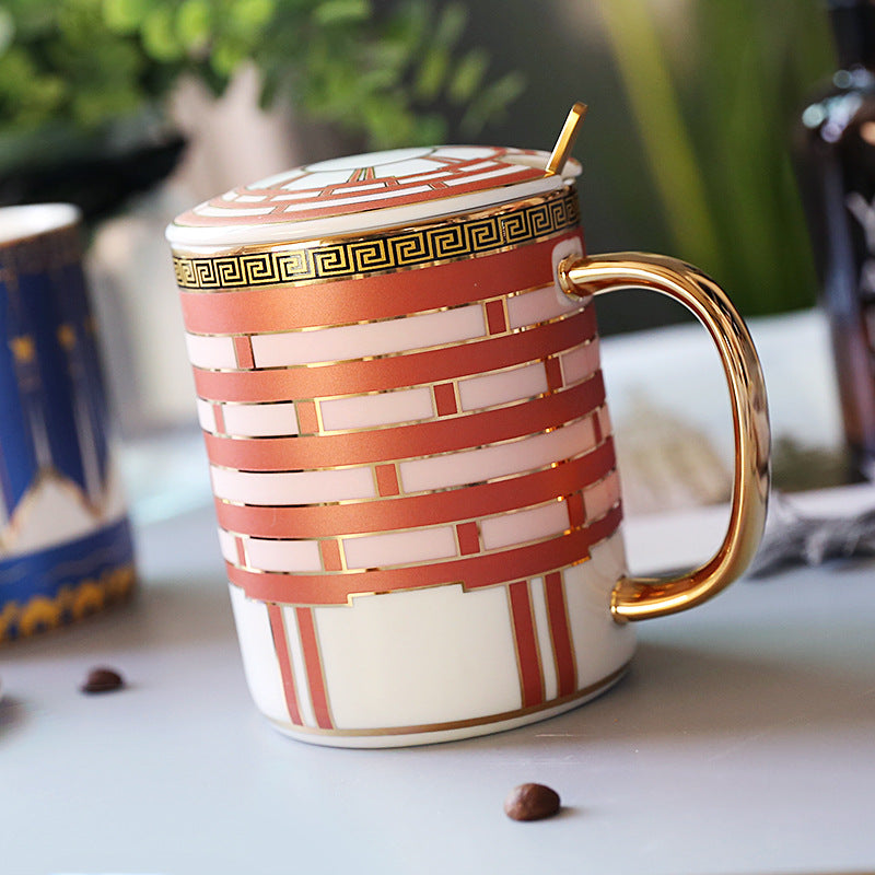 British Ins European Style Small Luxury Ceramic Couple Mug