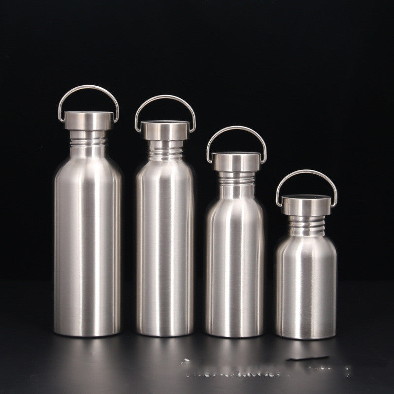 Color: Single layer without insulatio, capacity: 1000ML - Single Layer Hip Flask With Large Muth Steel Lid Sports Bottle Outdoor Riding Portable Cup