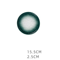 Color: Green, Size: 6 inches - Ceramic Steak Round Flat Plate Home Creative Dish Plate
